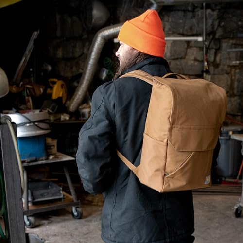 Carhartt 21L Top-Load Backpack, Durable Water Resistant Coated Canvas Base W/ 17" Laptop Sleeve, Carhartt Brown - color: Carhartt Brown