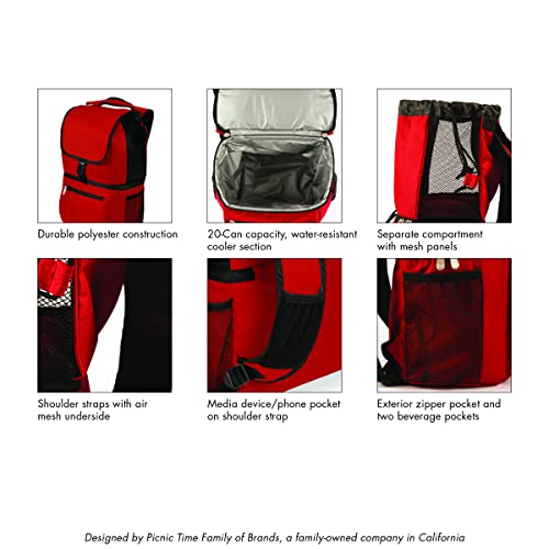 Picnic TIME NFL Zuma Backpack Cooler, Soft Cooler Backpack, Lunch Cooler - color: Red