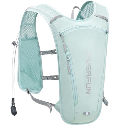 EVERFUN Hydration Backpack Running Vest Small Hiking Water Backpack with 1.5L Water Bladder for Women Men, Lightweight Reflective Phone Holder Hydro Pack for Trail Running, Biking, Race, Marathons - style: Aqua