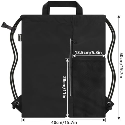 HOLYLUCK Drawstring Backpack Gym Bag For Men Women, String Beach Swim Sports Backpack - color: Black-1, style: Standard Drawstring