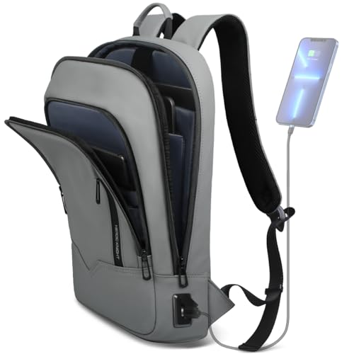 hk Backpack for Men, Business Slim Computer Bag for 15.6 Inch Laptop - color: Grey, size: 15.6 Inch
