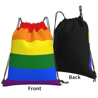Gay Pride Rainbow Drawstring Bag Sport Gym Backpack Beach Travel Sack Draw String Yoga Bag For Men Women - color: Gay Pride Rainbow