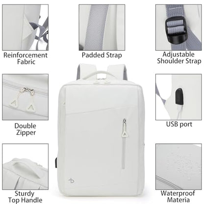 BESMART Laptop Backpack for Travel Water Resistant, Slim College Backpack for Men/Women, 15.6" Laptop Business Backpack with USB Charging Port(Beige) - color: Beige