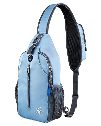 WATERFLY Sports Crossbody Sling Backpack Sling Bag Chest Bag Daypack for Cycling Hiking Running Men Women - color: Starry Night Light Blue
