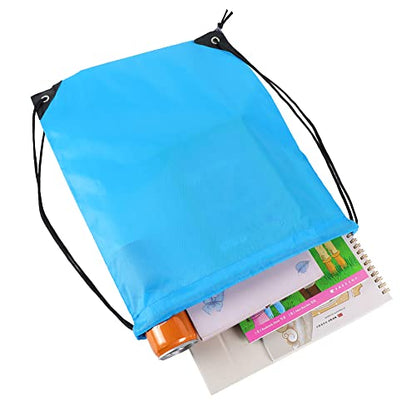 Bulk Drawstring Bags, Polyester Draw String Bags, Gym Sports Cinch Bag Drawstring Backpack for Women Men - color: Sky Blue