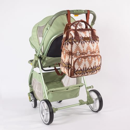 Montana West Wrangler Callie Diaper Bag Backpack with Stroller Straps Southwestern Multifunction Baby Travel Bag WG2210-9110TN - color: Aztec-beige