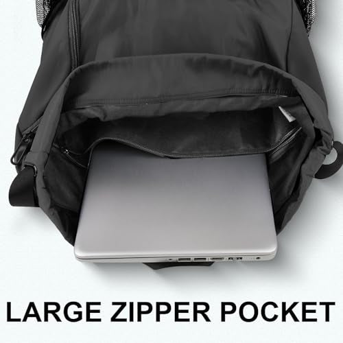 Drawstring Backpack with Mesh Pockets String Gym Bag Sackpack Sandproof Water Resistant Beach Backpack for Men Women - color: Black102