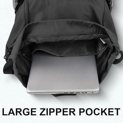 Drawstring Backpack with Mesh Pockets String Gym Bag Sackpack Sandproof Water Resistant Beach Backpack for Men Women - color: Black102