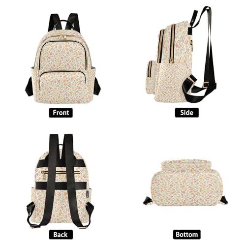 Soft Tulip Meadow Lightweight Casual Backpack for Women, Quilted Full Print Daypack with Leather Handle and Multiple Pockets, Fashion Travel Laptop Backpack for Work and Daily Use