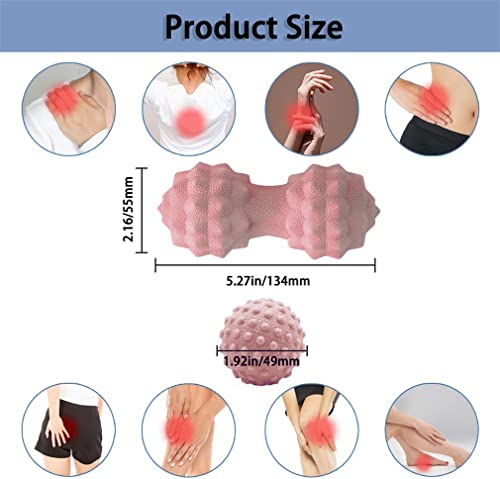 Peanut Massager Ball Set, Double Lacrosse Massage Ball and Mobility Ball for Physical Therapy, Myofascial Deep Tissue Trigger Point Massage Tool for Neck, Shoulder, Back, Legs, Hips (Pink) - color: Pink