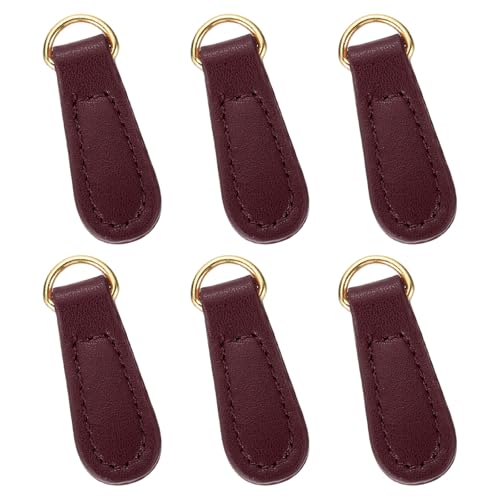 uxcell 6pcs Zipper Pull, 1.57 Inch Leather Zip Puller Zipper Replacement Repair Kit Head Handle for Luggage Clothing Jackets Backpacks Boots, Wine Red - color: Wine Red