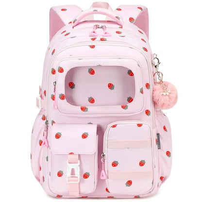 AO ALI VICTORY Backpack for Girls with Lunch Bag Kids School Bags for Elementary Middle School Students Cute Bookbag (strawberry) - color: Strawberry