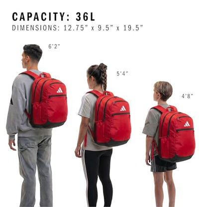 adidas Striker 3 Team Sports Backpack – Daypack for Sports Gym Travel, 36L, Power Red, OSFA - color: Power Red