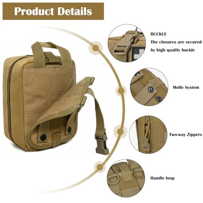 Molle ifak Pouch Empty First aid kit Bag for Outdoor Tactical Medical Pouch - color: TAN