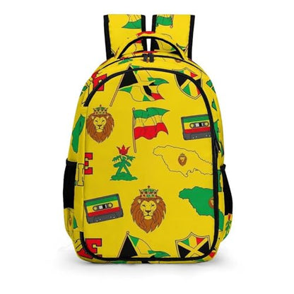 Sturdy Laptop Backpack Rasta Lion Jamaican Reggae Flag Map Magnetic Tape, Anti Theft Water Resistant Travel Business Bag with Water Bottle Pockets Gifts for Men Women - color: Pattern (267)