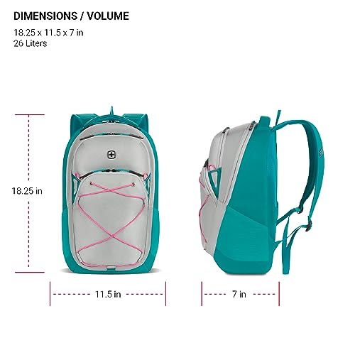 SwissGear 8175 Laptop Backpack, Teal/Light Grey Heather, 18 Inches - color: Teal/Light Grey Heather