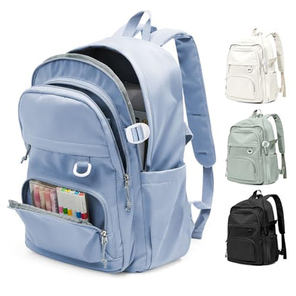 Lightweight Backpack for College & High School Backpack With Lots of Pockets Cute School Bag for Girls Boys, Large Capacity Bookbag for Women Men, Waterproof Teens Casual Daypack Backpack(Blue) - color: Milky Blue