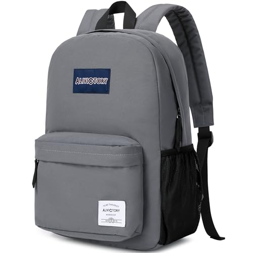 AO ALI VICTORY Backpack for Women Men 17 Inch Laptop Back Pack Large College Bookbag Kids Elementary Middle High School Bag for Girls Boys Teens Students Travel Work Backpacks Casual Daypack Gray - color: Grey