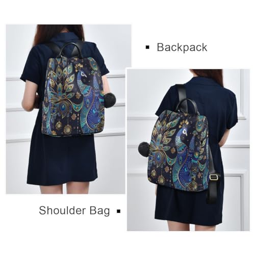 ALAZA Boho Astrology Peacock Trips Hiking Camping Rucksack Pack for Women - color: Multicolor 6