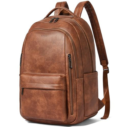 LATMAP Backpack Purse for Women Men Faux Leather Backpack, Travel Work Laptop Back Pack Teacher Bookbag fits 15.6" Laptop, Brown - color: Style2-brown