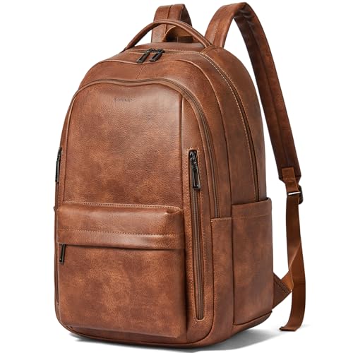 LATMAP Backpack Purse for Women Men Faux Leather Backpack, Travel Work Laptop Back Pack Teacher Bookbag fits 15.6" Laptop, Brown - color: Style2-brown