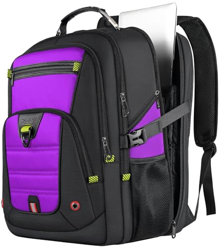 Z-MGKISS Extra Large Laptop Backpack, Long-Term Durability TSA Backpack, Water-Resistant 18.4-19 Inch Travel Backpack for Men&Women, Stylish Purple Bag with Multiple Compartments,College Rucksack Bag - color: Purple, size: 18.4 Inch (22''x15''x12'')