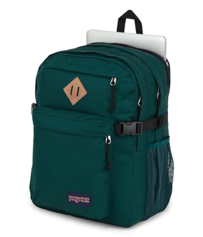 JanSport Main Campus Backpack - Travel or Work Backpack with 15-Inch Laptop Sleeve and Dual Water Bottle Pockets, Deep Juniper - color: Deep Juniper