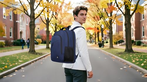 CAFELE Laptop Backpack 17.3 Inch Computer Backpack Daypack Water-Repellent Laptop Bag with USB Charging Port for Business/School/Travel/Women/Men (Blue, 17.3 Inches) - color: Blue