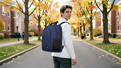 CAFELE Laptop Backpack 17.3 Inch Computer Backpack Daypack Water-Repellent Laptop Bag with USB Charging Port for Business/School/Travel/Women/Men (Blue, 17.3 Inches) - color: Blue