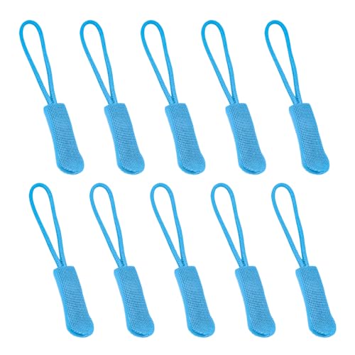 Fbshicung 10 Pcs Zipper Pull Replacemen Tab Heavy Duty Zipper Extender Cord for Bag Suitcase Jacket Luggage (Lake Blue) - color: Lake Blue