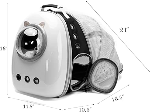 Back Expandable Cat Carrier Backpack, Backpack for Cats Kitten Small Puppy, Airline Approved Cat Bubble Backpack, Space Capsule Astronaut Carrier - color: White