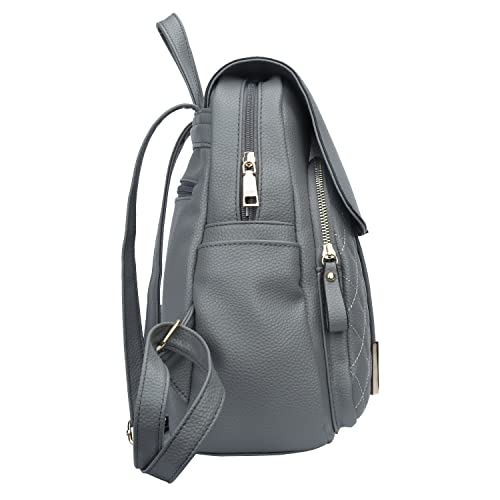 KKXIU Quilted Trendy Leather Backpack Purse for Women and Ladies Shoulder Travel Daypacks Bags (Grey) - color: Grey, style: Backpack