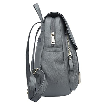 KKXIU Quilted Trendy Leather Backpack Purse for Women and Ladies Shoulder Travel Daypacks Bags (Grey) - color: Grey, style: Backpack