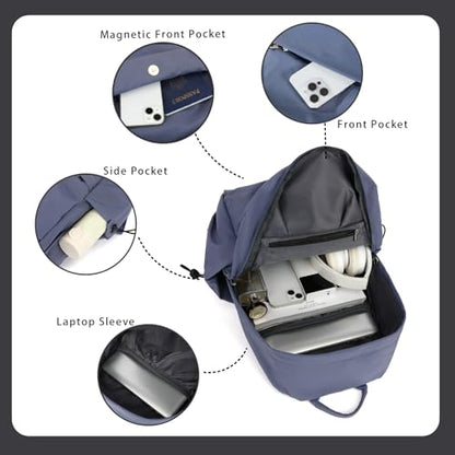 YGR Laptop Backpack for Women and Men, Waterproof Lightweight Travel Daily Rucksack Casual 15.6 inches Computer Bags for College, Blue - color: Blue