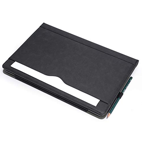 TYTX Compatible with MacBook Pro Leather Case 15 Inch 2016-2019 Release (A1990 A1707) Laptop Sleeve Protective Folio Book Cover with Vents, Black - color: Black