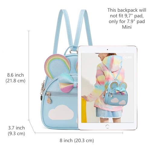 KL928 Girls Mini Backpack Bowknot Polka Dot Cute Small Daypacks Convertible Shoulder Bag Purse for Women - color: Rainbow