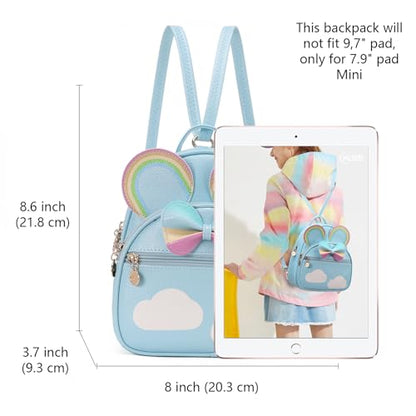 KL928 Girls Mini Backpack Bowknot Polka Dot Cute Small Daypacks Convertible Shoulder Bag Purse for Women - color: Rainbow