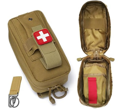 Tourniquet Holder Small Trauma Portable Tactical First Aid Pouch with Molle System IFAK Medical Pouch, Emergency EMT Med Kit for Camping and Hiking (Tan) - color: Tan