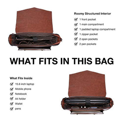 ECOSUSI Backpack for Women Briefcase Messenger Laptop Bag Vegan Leather Satchel Work Bags Fits 15.6 inch Laptops, Coffee - color: 1-coffee-l
