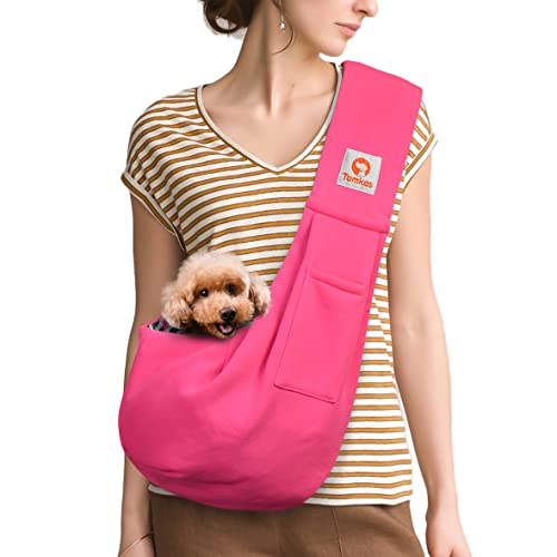 Tomkas Small Dog Sling Carrier - Classic Pocket & Classic Strap - for 3-10 lbs Pets(Rosered) - color: Rose Red
