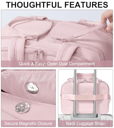 Travel Toiletry Bag, Large Wide-open Puffy Makeup Bag for Women Light Pink - color: Light Pink