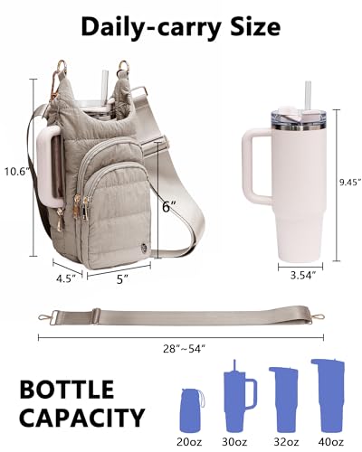 Water Bottle Holder with Strap for 30/32 oz, Crossbody Water Bottle Carrier Bag with RFID Blocking Phone Pocket - color: Green