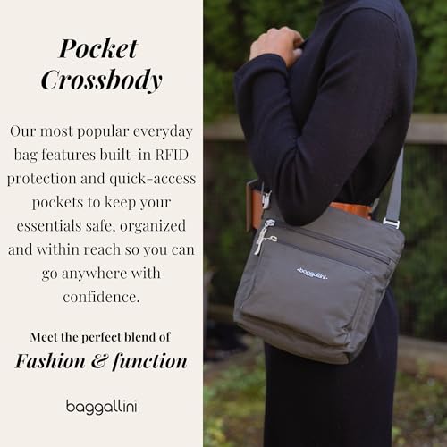 Baggallini Pocket Crossbody Bags for Women 8x8 Small Lightweight Durable Water-resistant Travel Purse W/Rfid - color: Flower Market