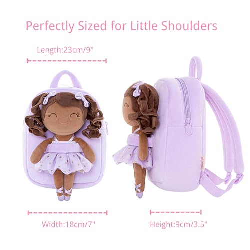 Gloveleya Toddler Backpack Baby Ballerina Girl Gifts Plush Curly Hair Ballet Backpack - Black Purple 9 inches - color: A02 Black Purple Backpack, size: 9 inches
