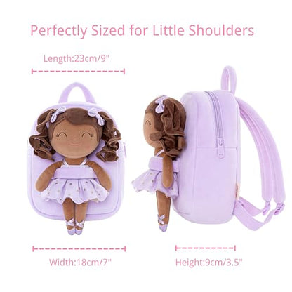 Gloveleya Toddler Backpack Baby Ballerina Girl Gifts Plush Curly Hair Ballet Backpack - Black Purple 9 inches - color: A02 Black Purple Backpack, size: 9 inches