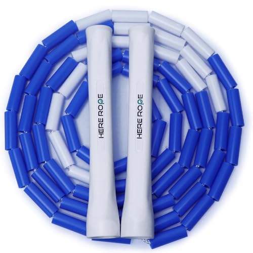 Black Beaded Jump Rope, Unbreakable Handles & Shatterproof Beads for Enhanced Fitness Training, Adjustable Beaded Jump Ropes for Kids, Men & Women - color: Blue