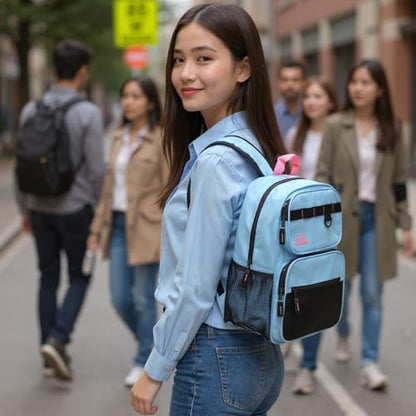 Summit Ridge Travel Backpack for Men and Women, Spacious Work Daypack with Water Bottle Pockets (Light Blue) - color: Light Blue