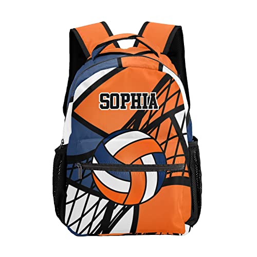 Volleyball Orange White Backpack Personalized Waterproof Casual Daypack Gift for Holiday Birthday - color: Design 4
