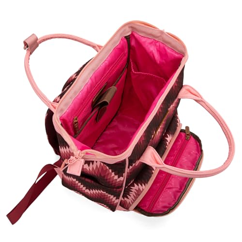 Montana West Wrangler Aztec Callie Diaper Bag Backpack with Stroller Straps Multifunction Baby Travel Bag WG2211-9110DPK - color: Classic Dark Pink
