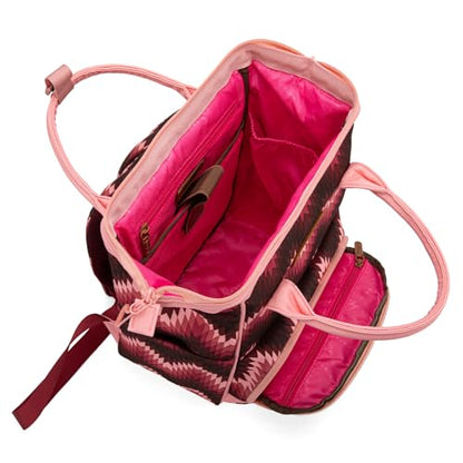 Montana West Wrangler Aztec Callie Diaper Bag Backpack with Stroller Straps Multifunction Baby Travel Bag WG2211-9110DPK - color: Classic Dark Pink